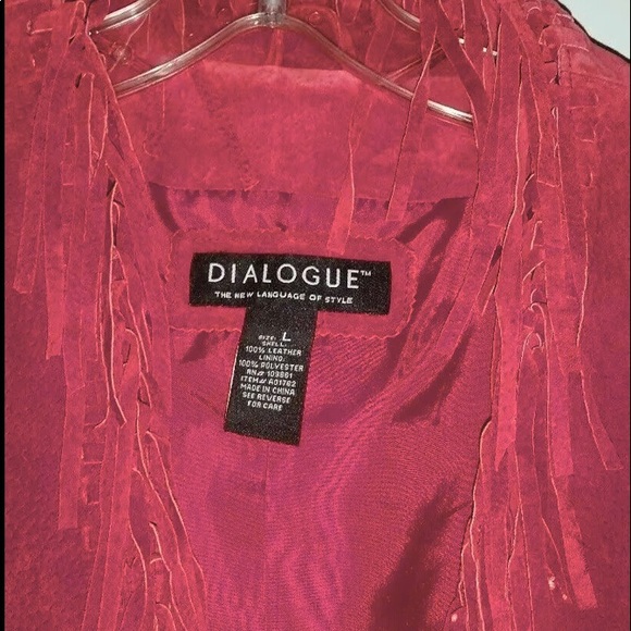 Leather Suede Fringe jacket, Red, women’s Large - Picture 4 of 11